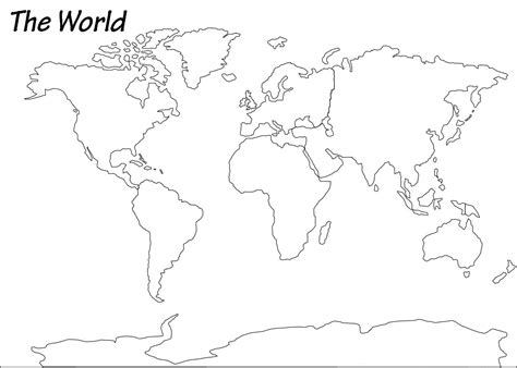 World Map Outline With Names Of Countries