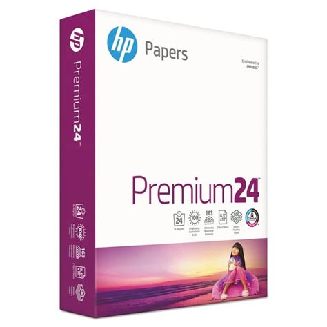 HP Premium24 Printer Paper, 100 Bright, 24 lb., 8.5" x 11", Ultra White, 500 Sheets Per 1 Ream ...