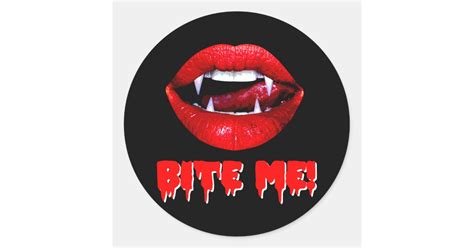 Bite Me Vampire Halloween Classic Round Sticker | Zazzle