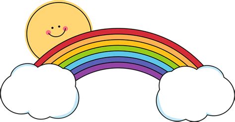 Sun Peeking Over Rainbow Clip Art