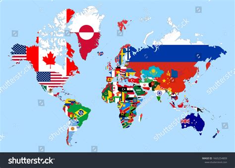 Detailed World Map Drawing Flags Within Stock Vector (Royalty Free) 1665254809 | Shutterstock