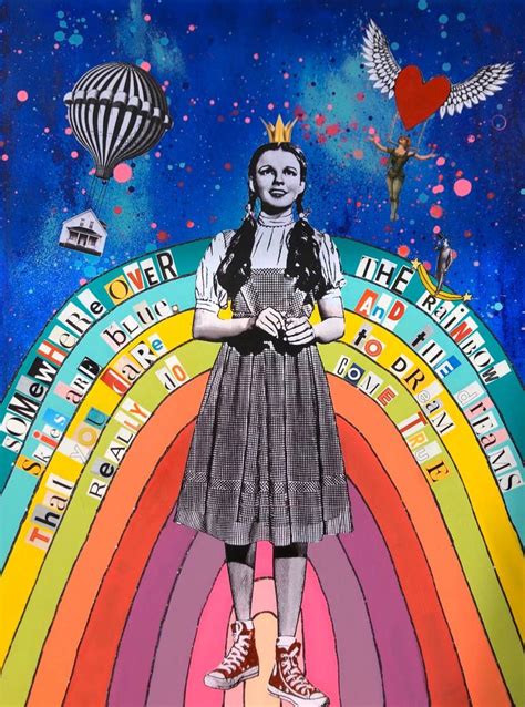 Somewhere over the Rainbow- Mixed media collage Collage by Erika C Brothers | Saatchi Art