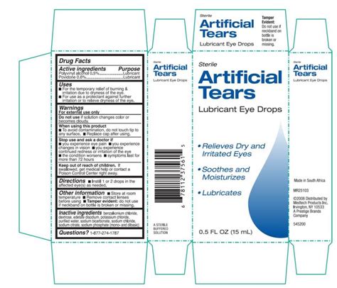 Artificial Tears Lubricant Eye (liquid) Prestige Brands Holdings, Inc.