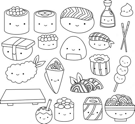 Sushi Coloring Vectors & Illustrations For Free Download - Coloring Home