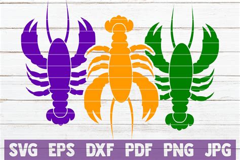 Scrapbooking Mardi Gras Crawfish SVG Vector Cut File and PNG Transparent Background Sublimation ...