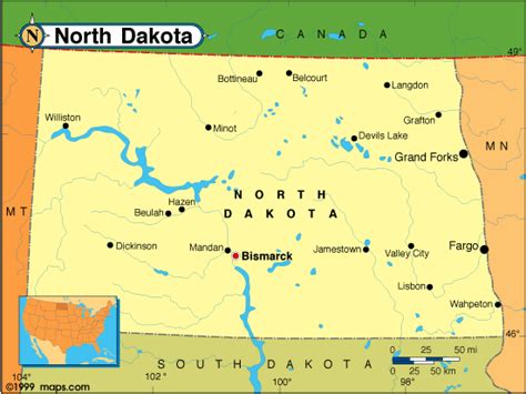 North Dakota Cities Map