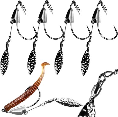 Amazon.com : thkfish Swimbait Hooks Weighted Underspin Swimbait Hooks Bladed Rigging Hooks ...