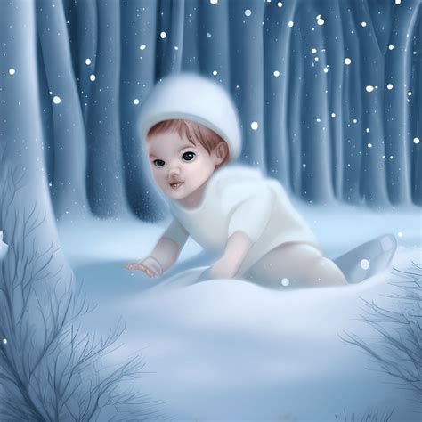 Snowy Baby Deer in Winter · Creative Fabrica