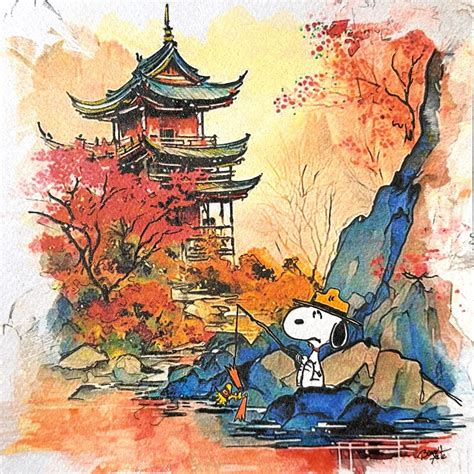 Painting Snoopy : ZEN ATTITUDE by Benny Arte | Carré d'artistes