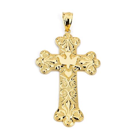 14k Gold Cross Gold Cross Religious Dove Religious