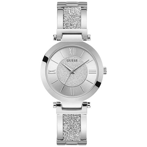 GUESS - GUESS Women's Guess Woman Watch - AURORA Silver 37mm Steel Bracelet & Case Quartz Analog ...