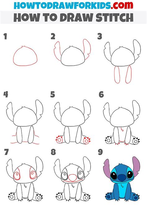 how to draw stitch step by step | Lilo and stitch drawings, Easy disney drawings, Easy doodles ...