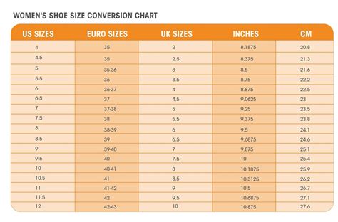 Shoe Measurement Chart For Women