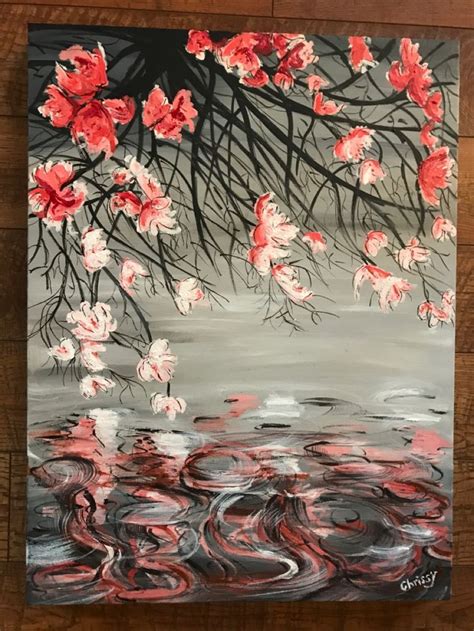 Sakura- Acrylic painting on canvas-by Chrissy | Acrylic painting canvas, Canvas painting, Painting