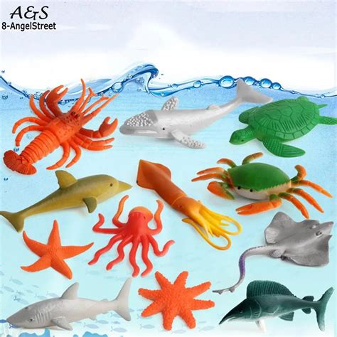 12Pcs Marine Ocean Creatures Sea Animals Figure Toys Kids Educational Gift Pcs Set Home ...