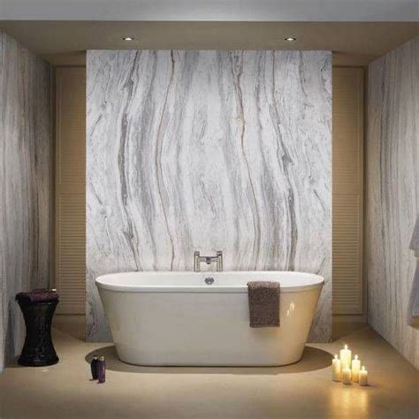 Nuance Acrylic Shower Bathroom Wall Panels - Linear Arctic Marble - Acrylic Gloss