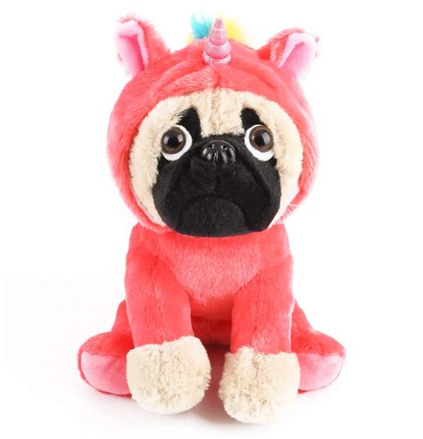 Cute Pug Stuffed Animal Dog Dressed as Hot Pink Unicorn | Plush Soft Puppy Toy in Costume ...