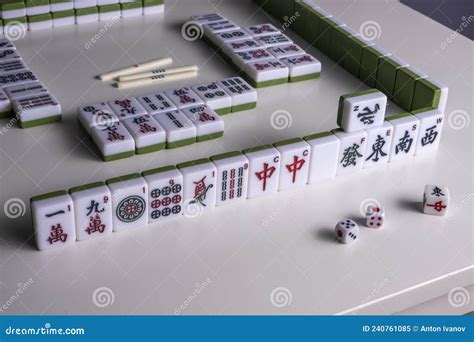 Mahjong. Riichi Mahjong Set for Playing Stock Image - Image of board, luck: 240761085