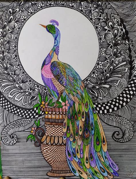 Peacock - Indian Art - Mandala style (12" x 16") - International Indian ...