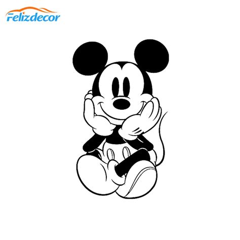 Black / White Mickey Mouse Cartoon Car Sticker Rearview Mirror Decal ...