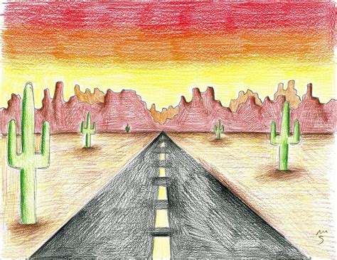 Desert Landscape Drawing at PaintingValley.com | Explore collection of ...