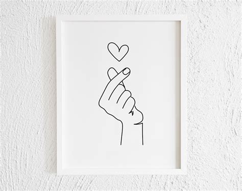 Love Hand Sign Drawing Print. Printable Minimalist Love Hand | Etsy