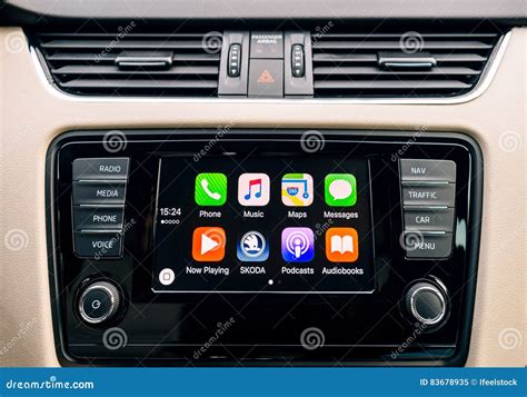 Apple CarPlay Main Screen of IPhone in Car Dashboard Editorial Image - Image of media ...