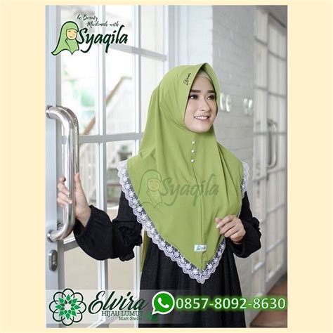 Jilbab Instan Warna Hijau Lumut - Voal Motif