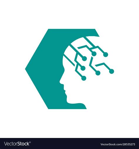 Machine learning logo design brain ai technology Vector Image