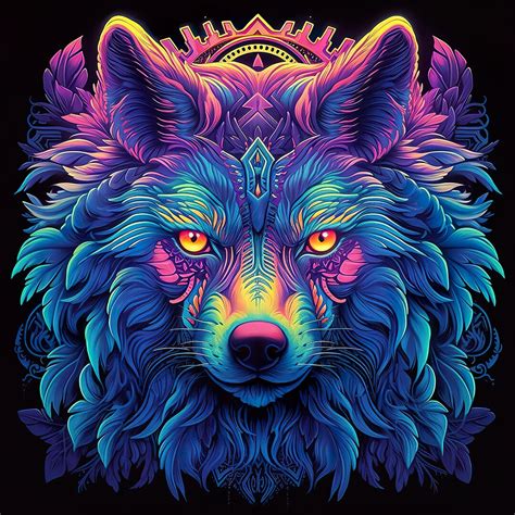 Neon Wolf Art Design, Digital Download Png File. - Etsy