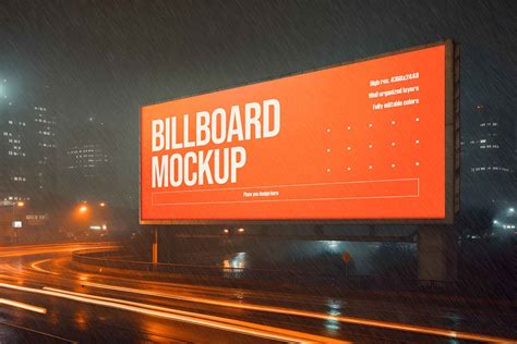 Night Rain Billboard Mockup