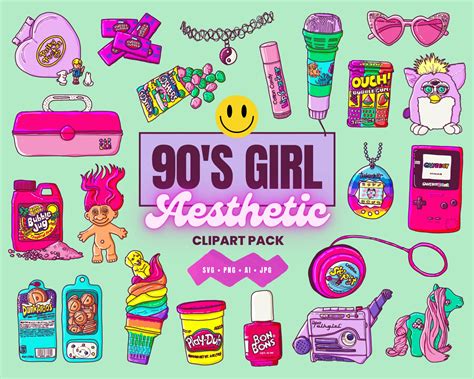 90s Girl Aesthetic Clipart Pack VSCO Nostalgia - Etsy Canada