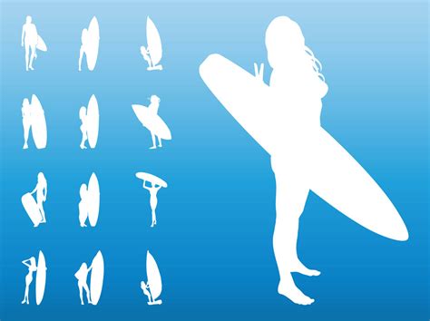 Surfer Girls Silhouettes Vector Art & Graphics | freevector.com