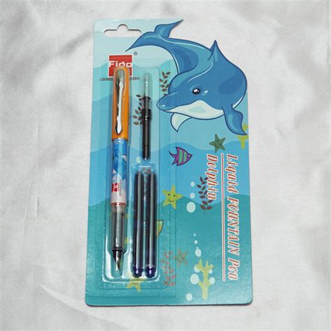 Figo Dolphin Blue Color Design Body With Orange Cap Fine Nib Cartridge ...