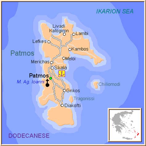 Detailed map of Patmos, Greece