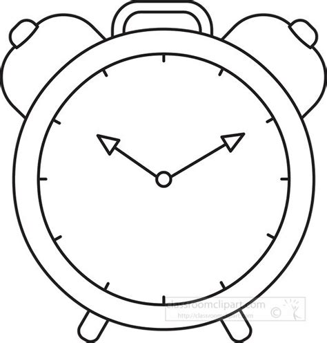 Objects Outline Clipart-alarm clock time black white outline