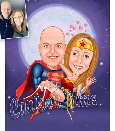 Couple Superhero Portrait Personalized Superhero Couple | Etsy