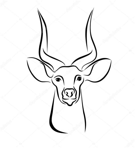 Head Of Kudu Antelope Ink Line Art — Stock Vector © KsanasK #64464665