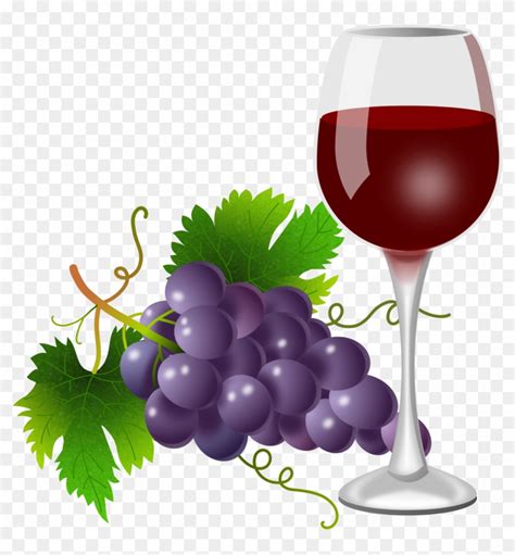 Purple Grapes And Wine Glass Clipart Everyday Foods - Wine Glass With ...