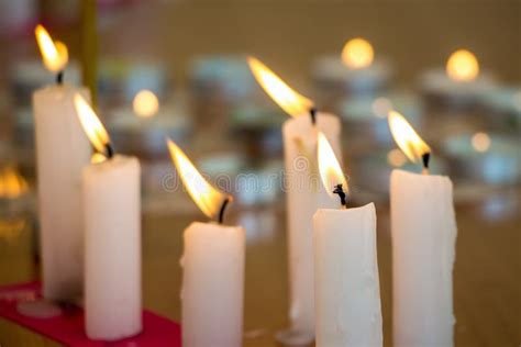 Burning Candles in Church during Worship, Observance of Religio Stock ...