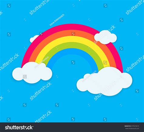 Rainbow Sky Clouds Vector Cartoon Color Stock Vector (Royalty Free ...