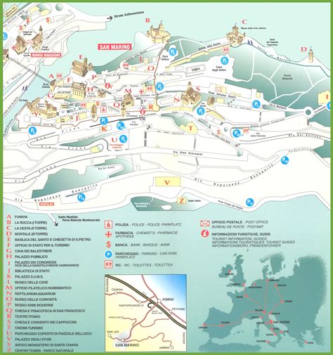 City of San Marino Sightseeings Map - Ontheworldmap.com