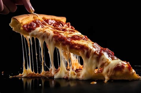 Premium Photo | Pizza Slice Being Lifted with Cheese Pull