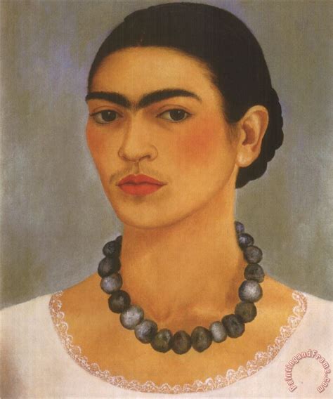 Frida Kahlo Self Portrait with Necklace 1933 painting - Self Portrait with Necklace 1933 print ...