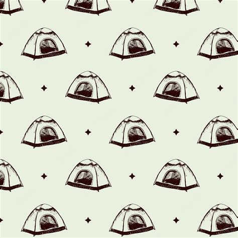 Premium Vector | Hand drawn tent seamless pattern