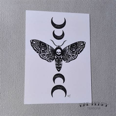 Tattoo Moth Art Print Wall Art Gift Gothic Home Decor Black - Etsy UK