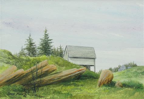 White Barn Painting by Steve Mountz