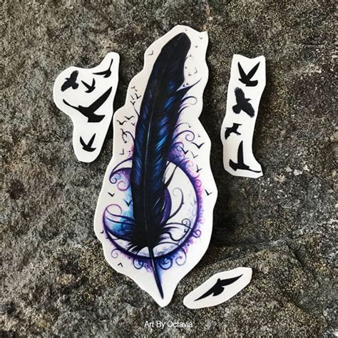 Raven Feather Temporary Tattoo Raven Feather Tattoo | Etsy