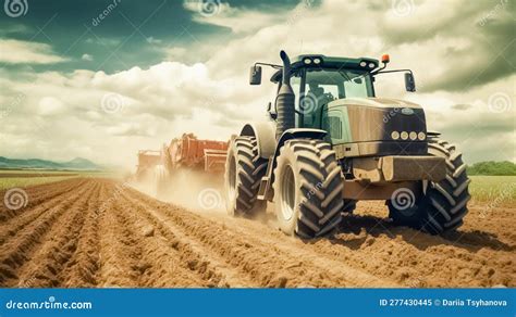 Modern Tractor Working on the Farm, a Modern Agricultural Transport ...