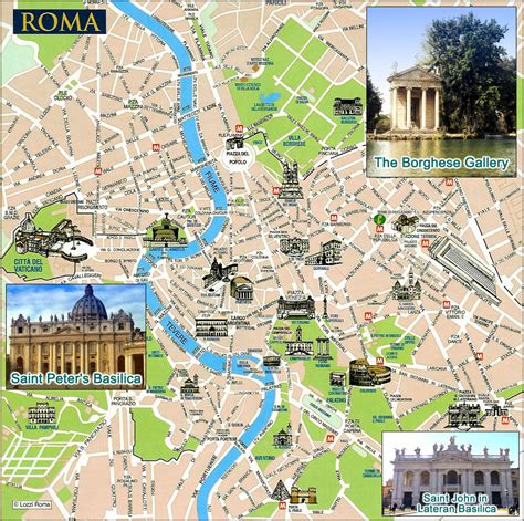 Large detailed tourist map of Rome city. Rome city large detailed tourist map | Vidiani.com ...